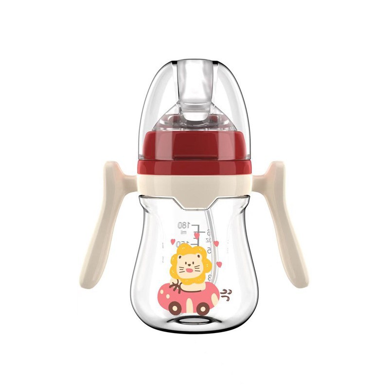 Chupete de un bocado en caja inglesa 180/240/280ml estilo simple con mango biberón PP con pajita