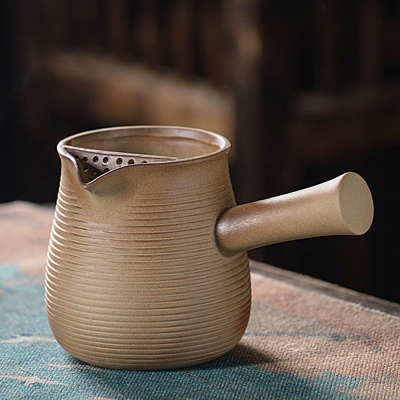 Charcoal retro stoneware oven cooking tea set suit side handle pot pot handle cup 6 Chinese wholesale