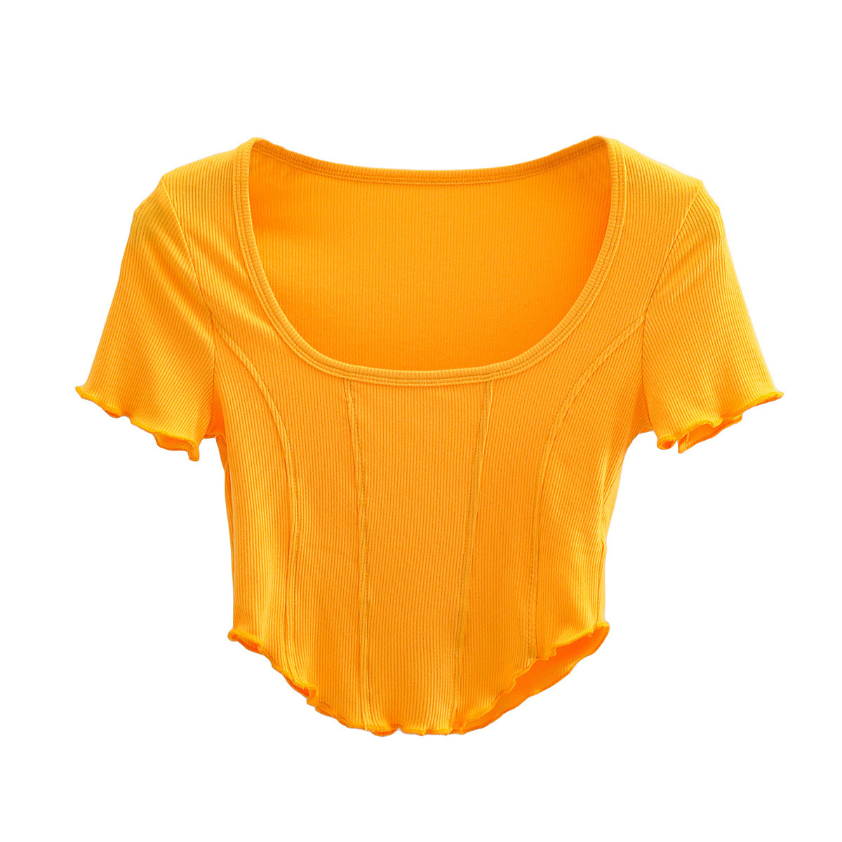 solid color arc hem short-sleeved T-shirt  NSAC50813