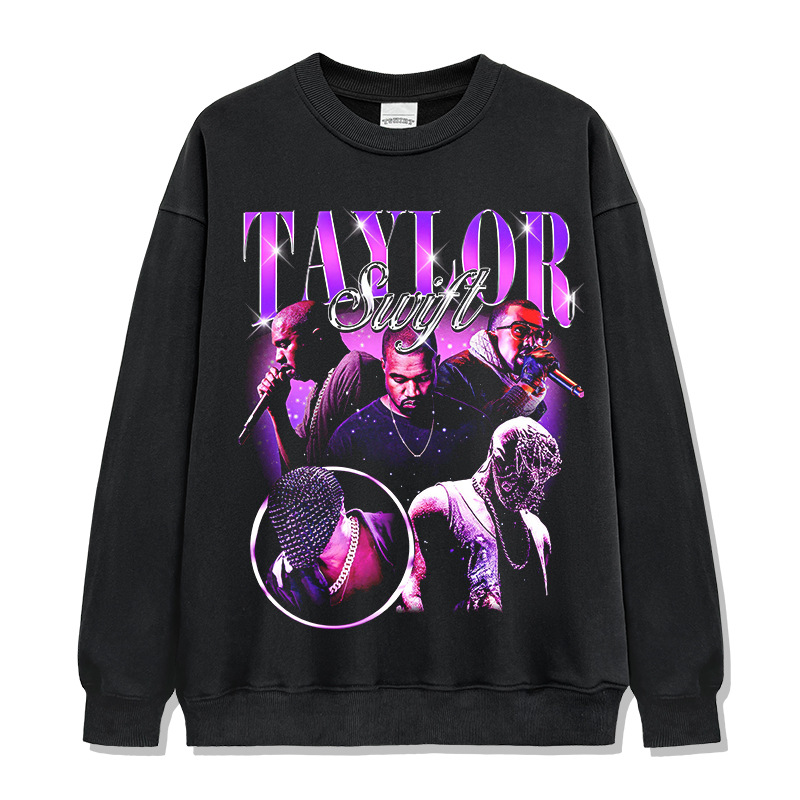 Retro KANYE WEST Spoof KANYE taylor Camiseta de manga corta suelta de algodón pesado