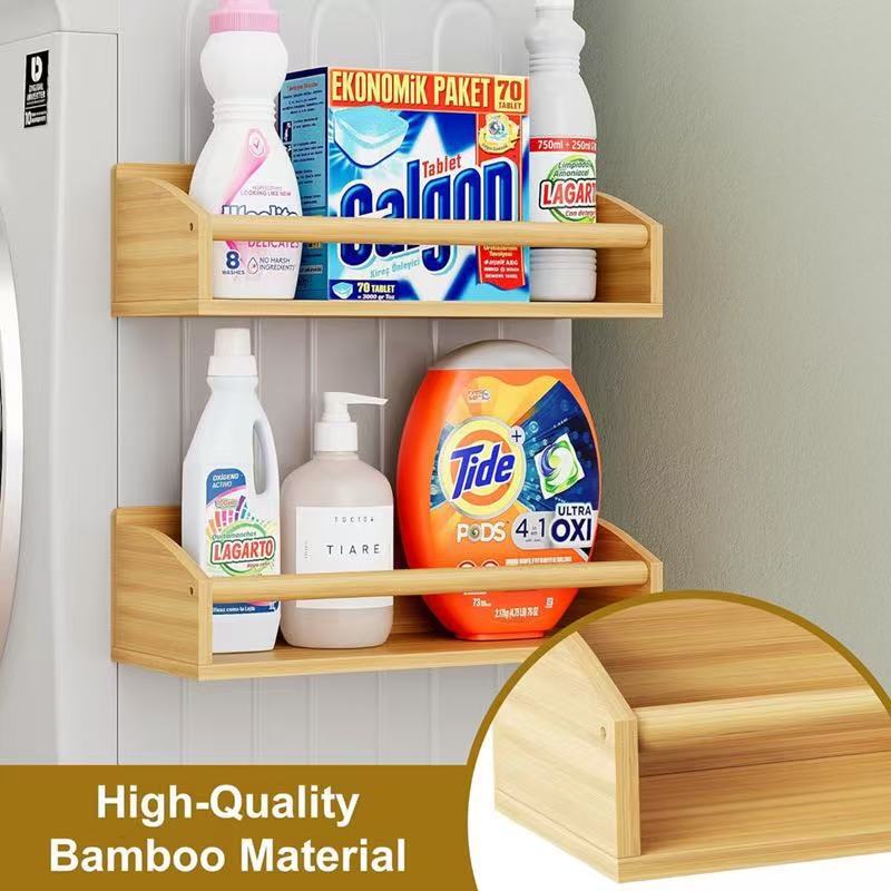 Wooden Spice Display Rack Bathroom Wall-Mounted Display Rack Kitchen Storage and Organizer Kitchen Storage Shelf
