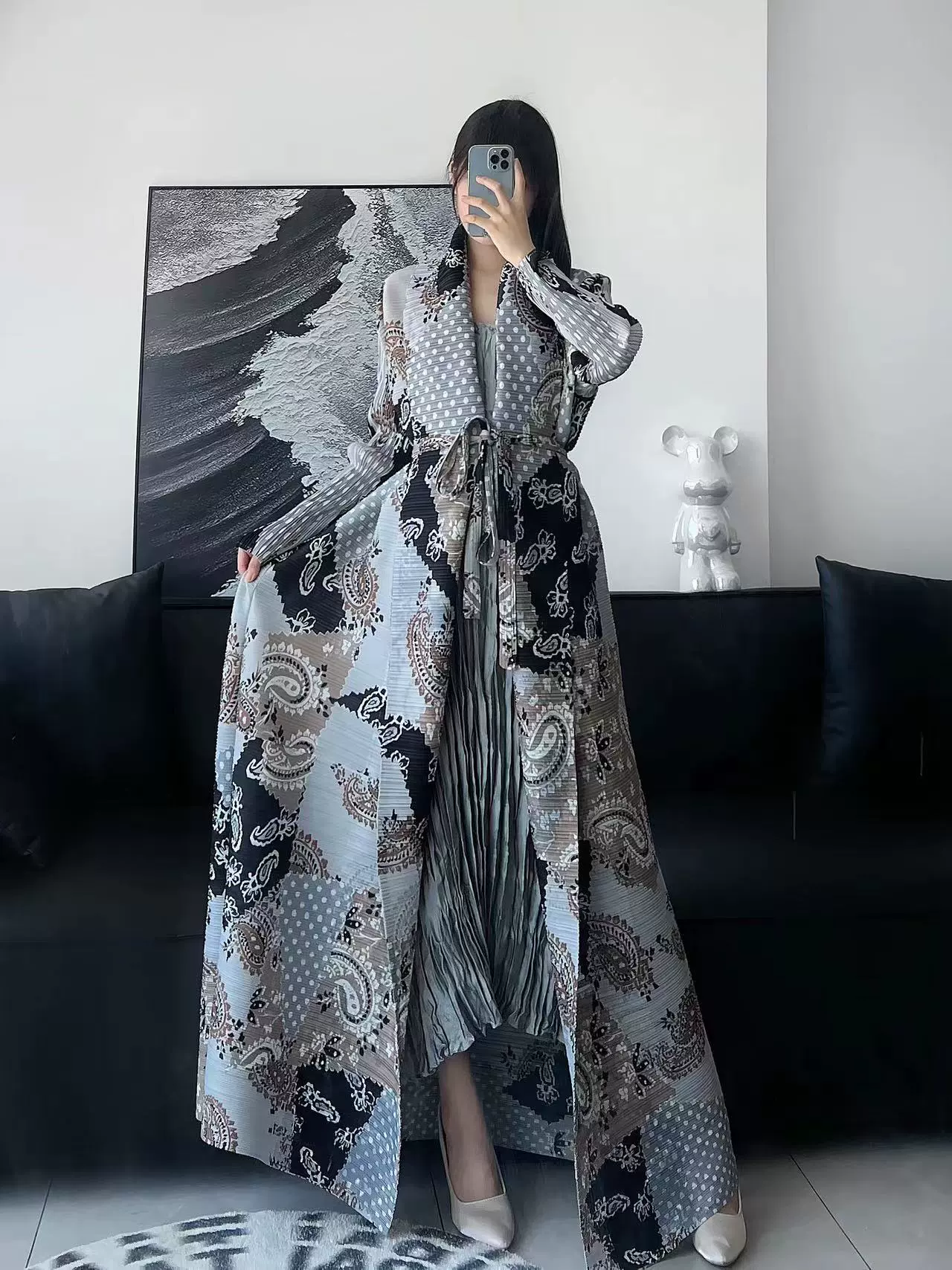 Абая (Дубай) Miyake пальцевая кардиган-куртка — женская длинная складчатая абая, размеры до 152 см