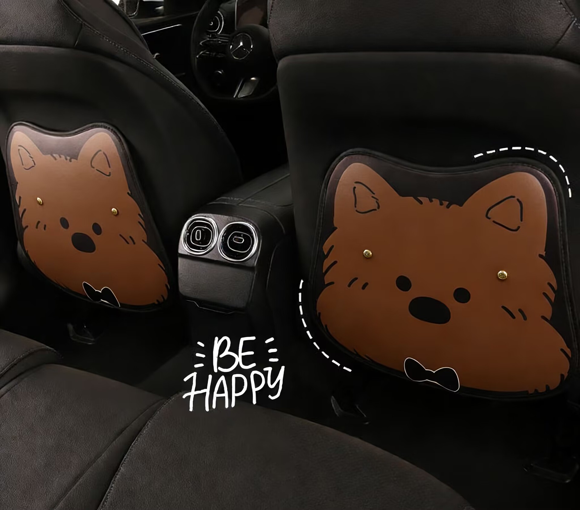 Car Anti-Kick Pad West Highland Cartoon Cute Ladies and Children Anti-Kick Pad Seat Back Anti-Stain Pad Rear Seat Pad