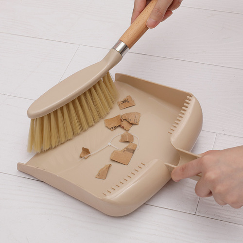 Wooden handle mini brush small broom with engraving floor sofa desktop cleaning small broom dustpan combination set