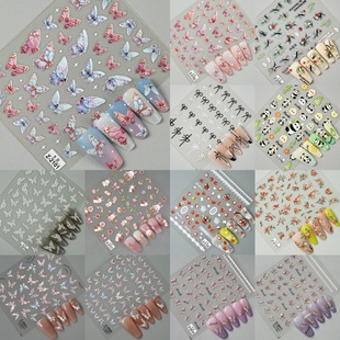 High-End Nail Art Stickers 2025 New Pure Desire Butterfly Stickers Nail Decorations Internet Celebrity Hot Style with Adhesive Backing