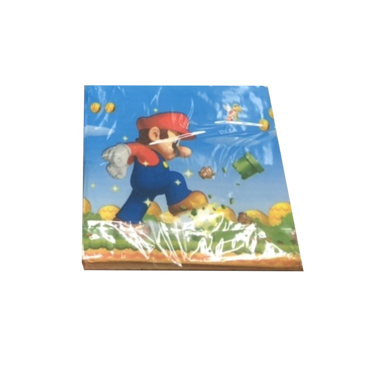 Colección de servilletas para fiestas de cumpleaños, suministros de disfraces para fiestas infantiles, 20 piezas de tela de papel impresa, decoración de fiesta con dibujos animados.