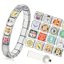 梅西球服曼联足球俱乐部皇马标志意大利模块手链配件Diy弹力表带