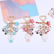 经典护士帽体温计救护车面罩心跳护士套装锌合金钥匙扣装饰品挂件