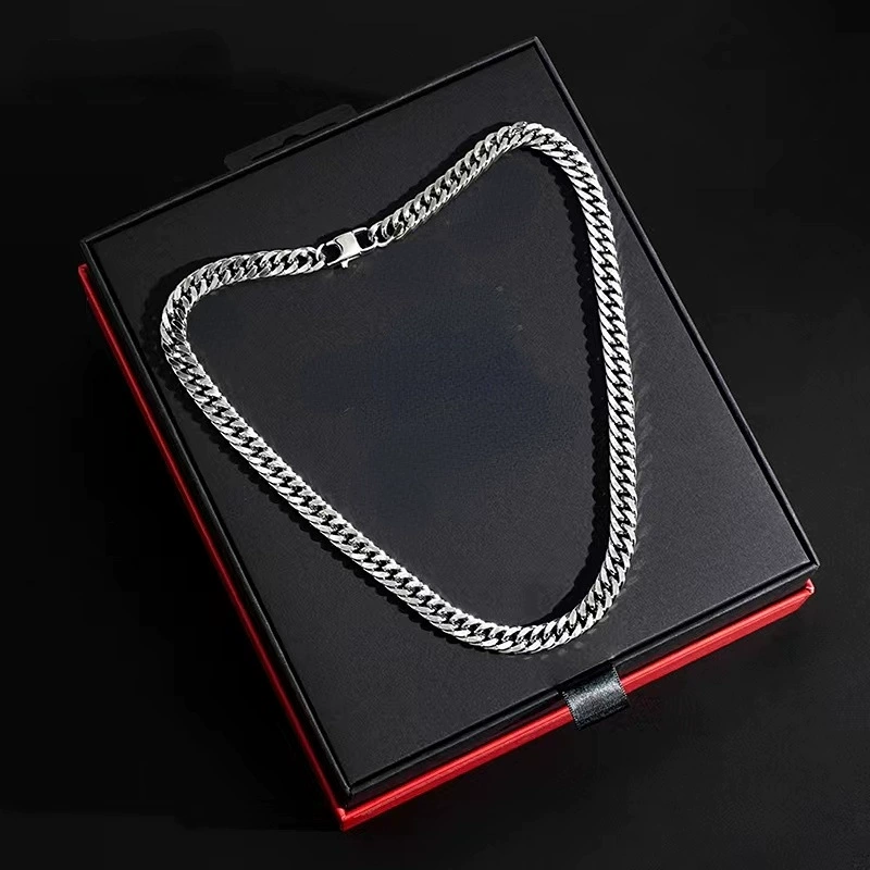 Новый титановый стальной кубинский хип-хоп четырехсторонний шлифовальное ожерелье изысканный панк мужской и женский тренд цепи свитера из нержавеющей стали