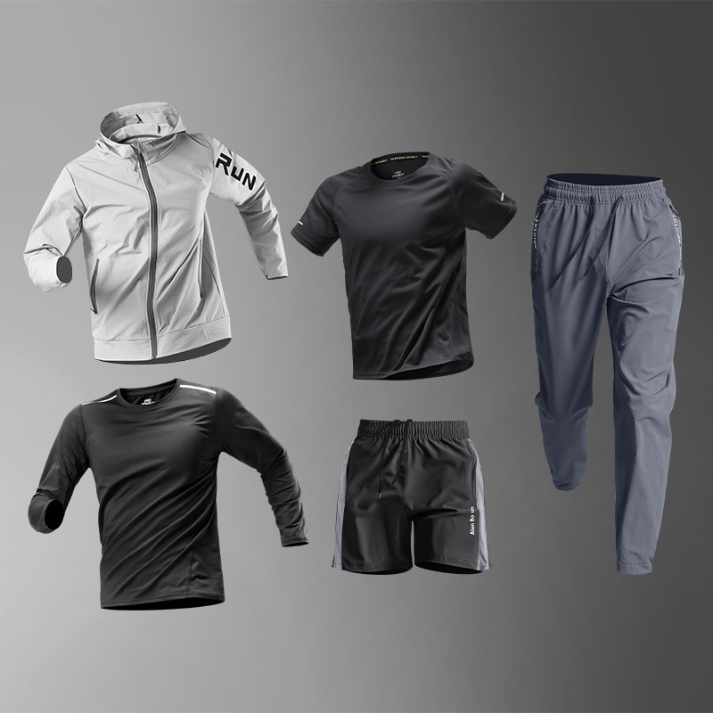 Trajes deportivos para hombres de invierno entrenamiento de invierno ropa de gimnasio chaqueta de secado rápido invierno invierno ropa de correr bicicleta baloncesto set de cinco piezas