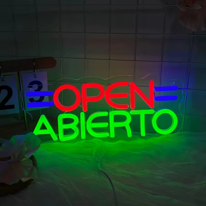 Кросс-граничный светодиодный испанский ABIERTO неоновый свет кафе бар вывеска
