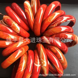 真正天然战国红缠丝玛瑙手镯玉髓镯子女款玉石饰品直播货源批发