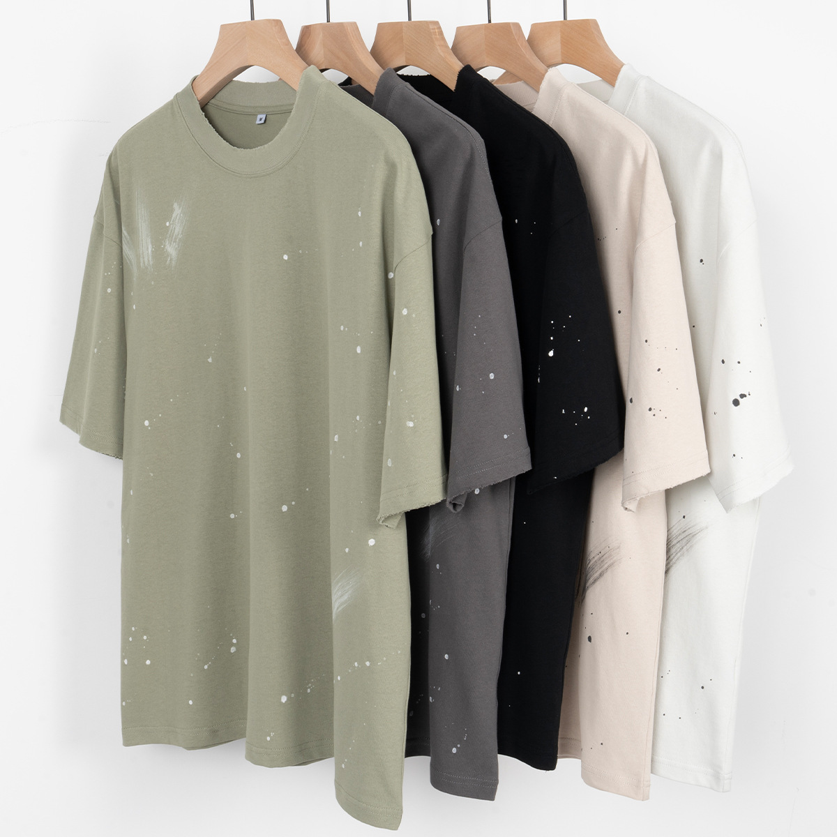 ETAI Hombre| 280g algodón pesado punto de lanzamiento de manga corta tendencia europea y americana retro camiseta suelta de hombre