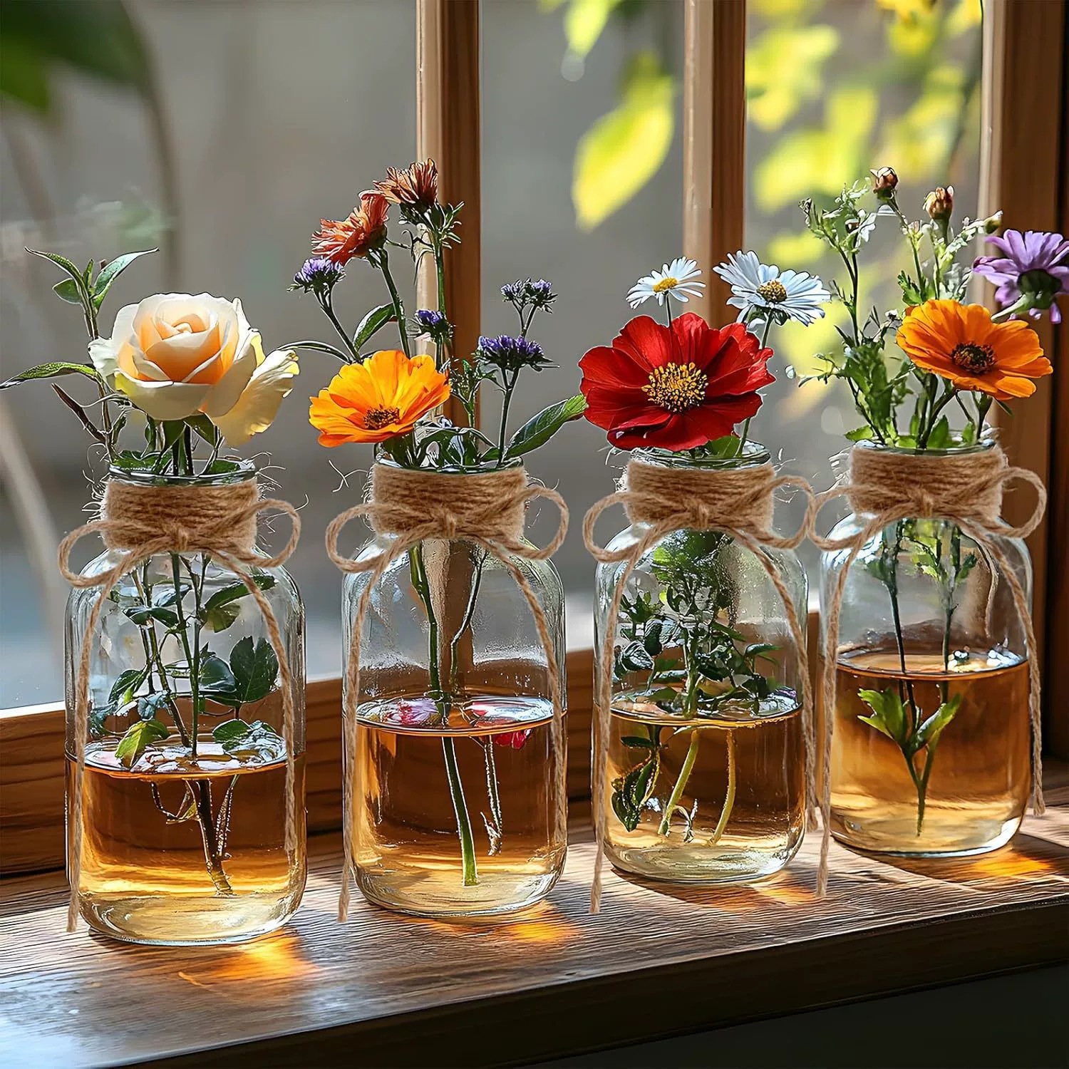 Glass table bottle flower-shaped, Amazon, small vase, light luxury style