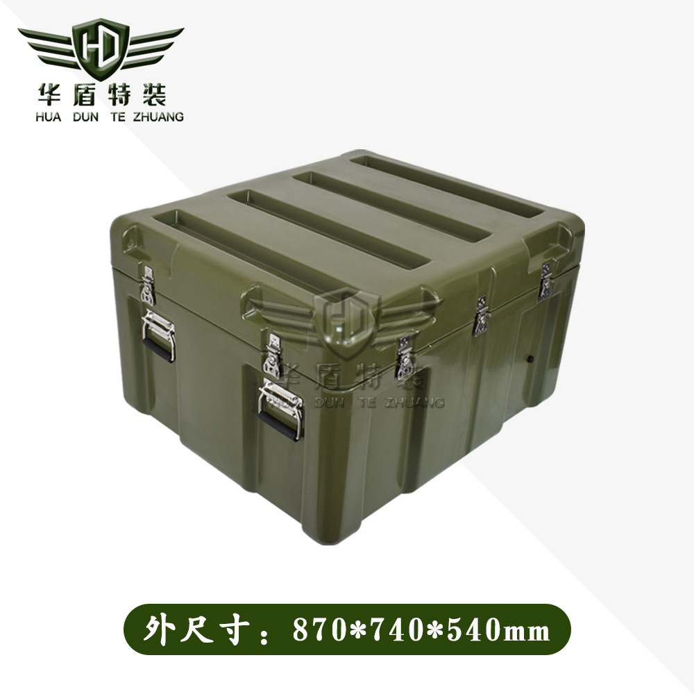 工厂直供军绿色滚塑箱野外战备装备周转箱空投空降精密仪器储运箱
