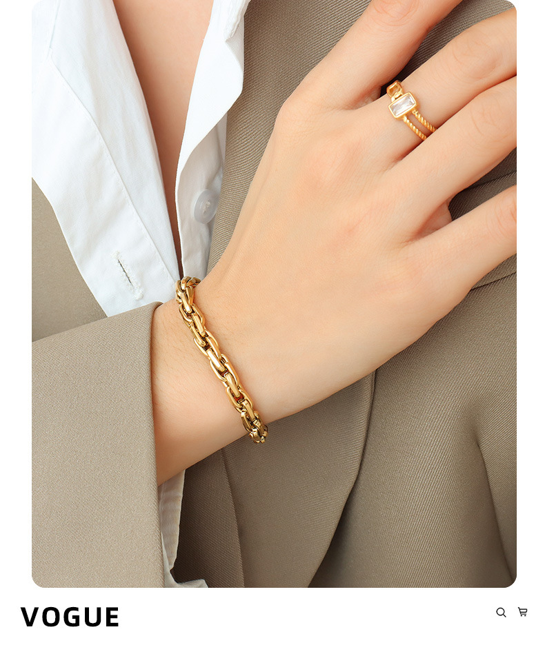 Retro Geometric Solid Color Titanium Steel Bracelets 1 Piece