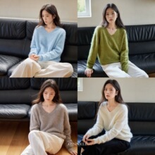 2026秋冬新款女装羊毛羊绒水洗拉绒工艺圆领V领毛衣