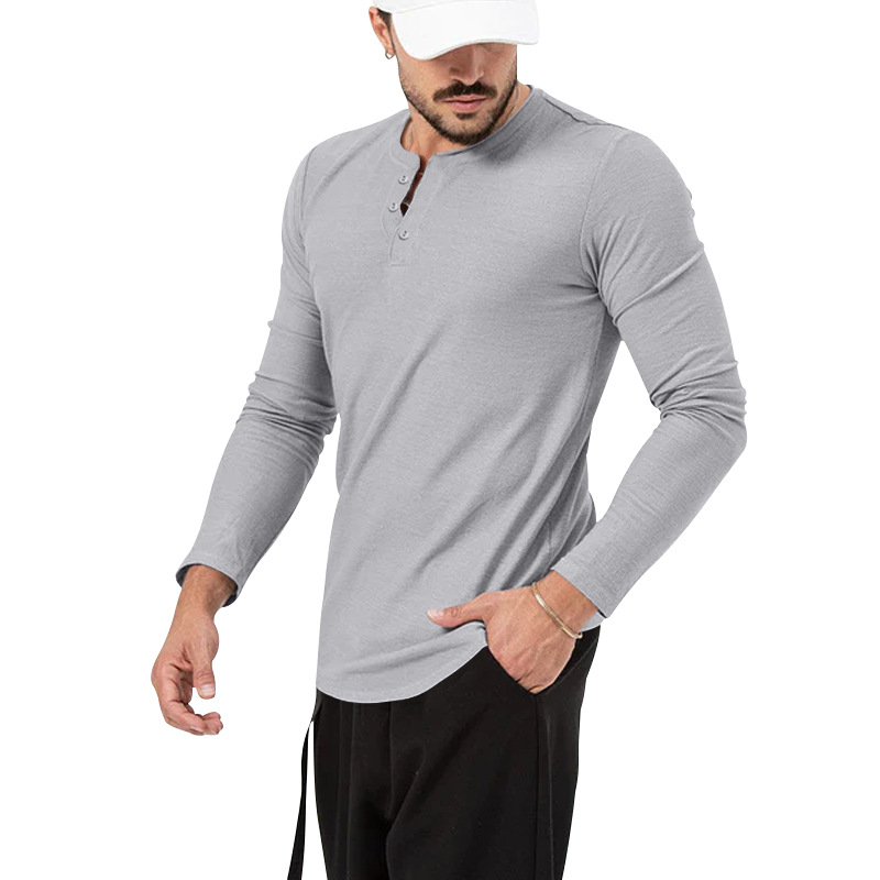 2024 European Men's Spring Autumn Round Neck Long Sleeved T-Shirt Loose Pullover Casual Men's T-Shirt Basic Tees Top_voghion.com