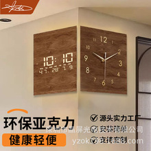 跨境款2025蜡笔小新转角时钟数显挂钟电子钟拐角双面挂钟静音钟表