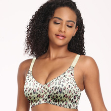 跨境贴胶文胸独立站无钢圈内衣来单来图贴牌改标OEM豹纹印花深V