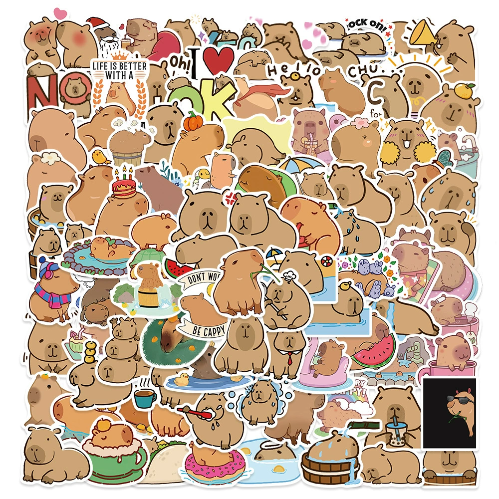 100 шт. Трансграничные горячие продажи мультфильм капибара граффити наклейки скутер гитара тележка чехол чашка для воды DIY декоративные наклейки