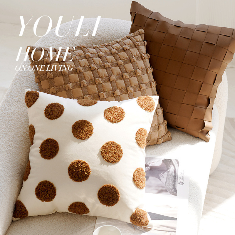 Premium Cream Nordic Dot Brown French Pillowcase Pillow Pillow Living Room Sofa Sleeping Bed Bay Window Cushion Premium Cream Nordic Dot Brown French Pillowcase Pillow Pillow Living Room Sofa Sleeping Bed Bay Window Cushion