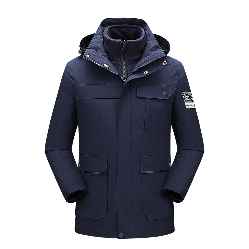 Chaqueta de lana para hombres y mujeres chaqueta desmontable tres en uno al aire libre otoño e invierno a prueba de viento impermeable forrado de lana engrosada traje de alpinismo