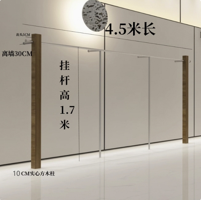 4.5 미터 길이의 단단한 사각형 나무 기둥