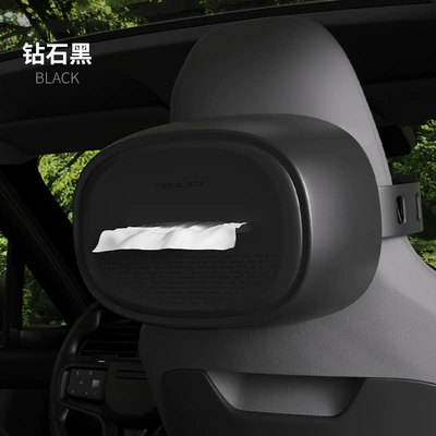 Creative Car Tissue Box Hanging Silicone Tissue Box Set Car Central Control Armrest Box Seat Tissue Storage Box (Car tissue box/set) - diamond-black