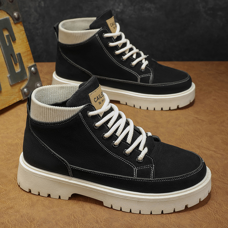 Zapatos masculinos de otoño nuevos zapatos Martin de alta gama tendencia masculina 100 zapatos de ropa de trabajo de botas cortas de ocio deportivo antideslizante de fondo grueso