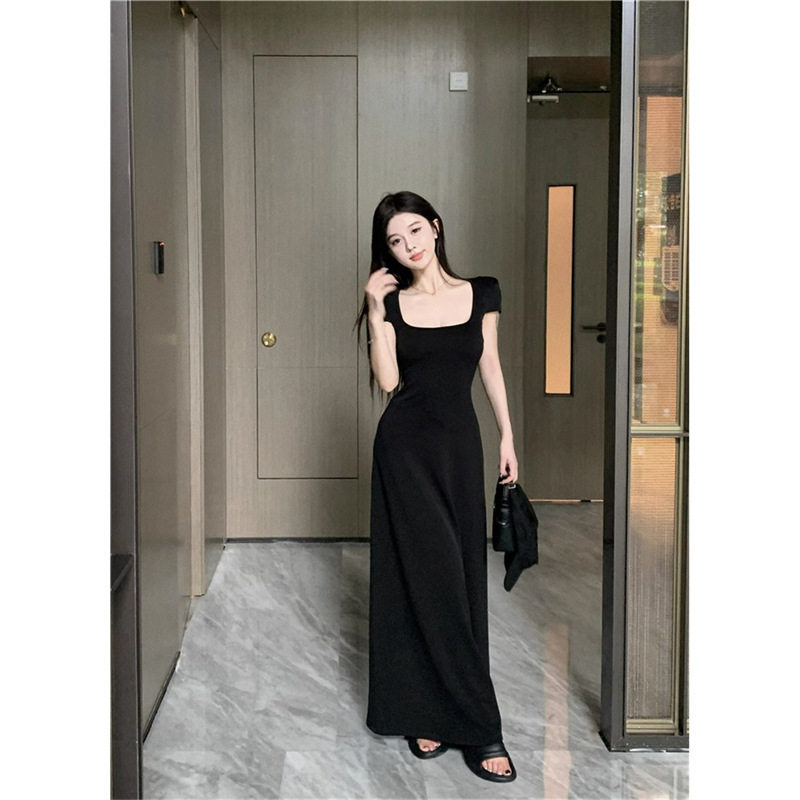 Black Dress for Tall Women, Extended Length, Hepburn Style, Large Hem, Cinched Waist, A-Line Long Dress, Slimming, 2025 New Model Black Dress for Tall Women, Extended Length, Hepburn Style, Large Hem, Cinched Waist, A-Line Long Dress, Slimming, 2025 New Model