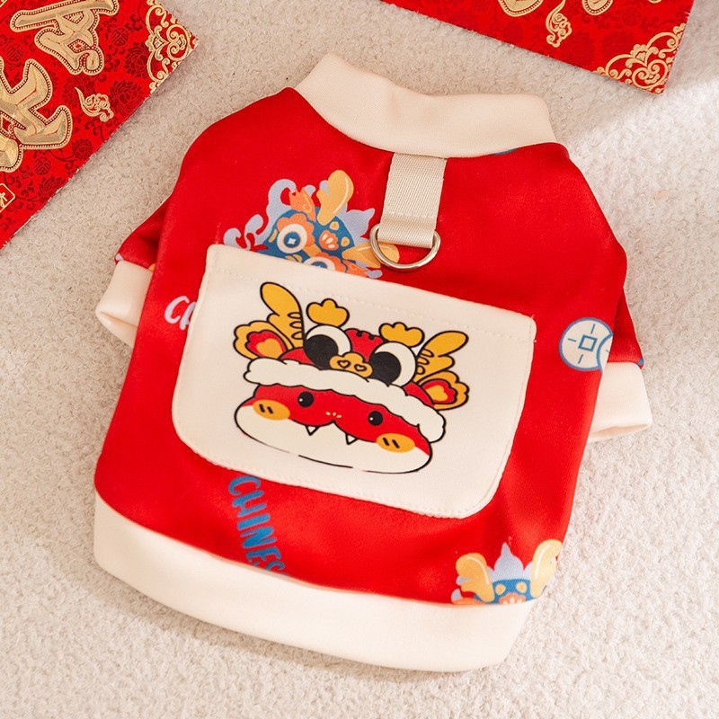Ropa de Año Nuevo para gatos en invierno engrosado vestido de China mascota gatito gato muñecas de otoño y invierno gato azul camisa de Año Nuevo