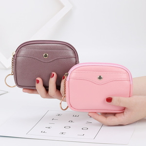 Han edition women Purse wallet shell small purse contracted card package soft leather KeyChain Pouch  bag mini coin bag zipper bag