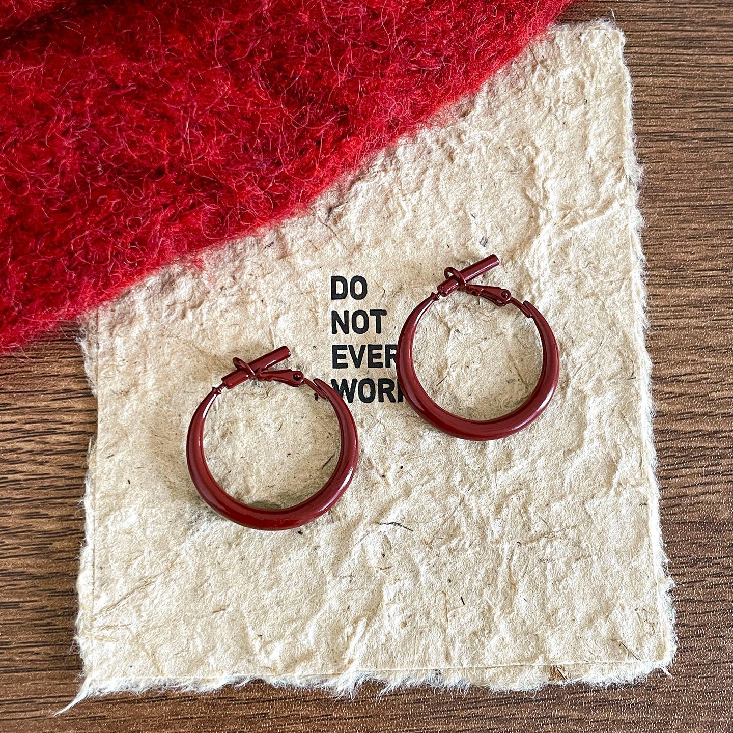 3#앵커 레드 심플 귀걸이 3cm