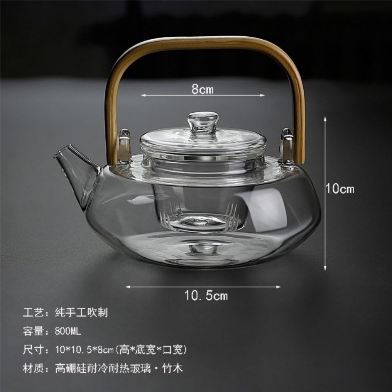 teapot Gantry pot Heat Glass Flowers Teapot thickening capacity Chinese style Steaming and boiling