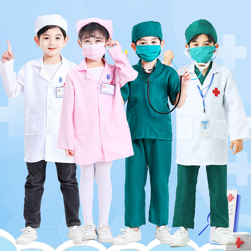 thumbnail image 2 of Ropa de médico para niños, ropa de trabajo de enfermera, ropa de juego para niñas de jardín de infantes, bata blanca, ropa de actuación de cosplay, 2 of 6