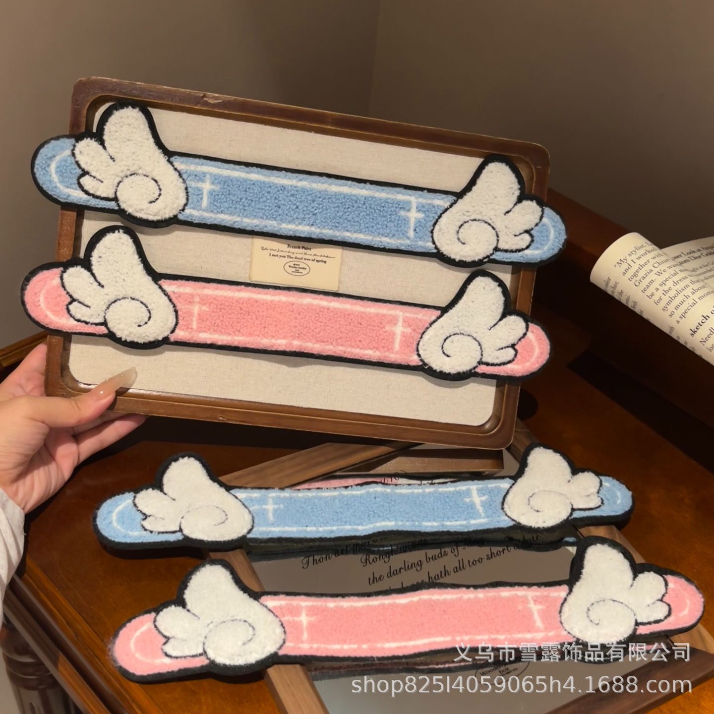 Cute angel wing hair stickers, plush cartoon bangs stickers, for fixing stray hairs, magic tape side hair accessories for girls