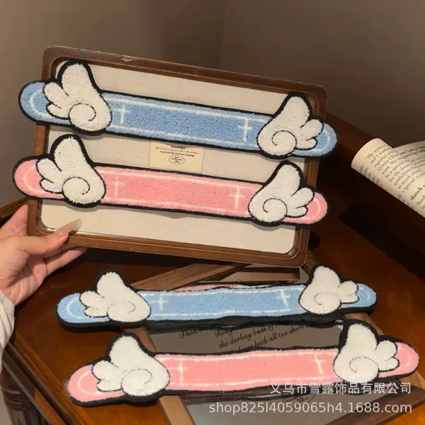 Cute angel wing hair stickers, plush cartoon bangs stickers, for fixing stray hairs, magic tape side hair accessories for girls
