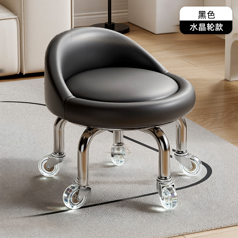Rueda universal taburete pequeño polea doméstica taburete redondo pedicura banquete baños bajos banquetes para bebés banquetes de cambio de zapatos silenciosos multifuncionales