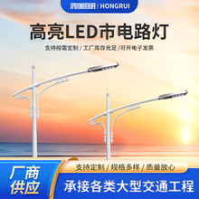 LED市电单臂电路灯新农村建设30W5米6米8米户外工程照明单臂路灯