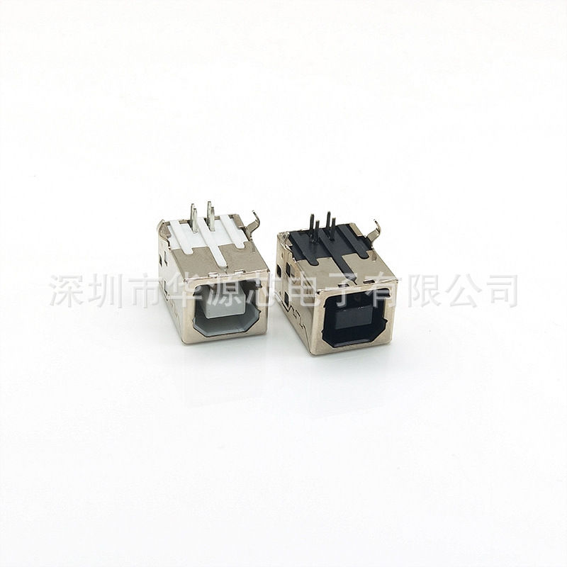 USB-B female square interface socket female base 90 degree bent D-type interface in-line iron square USB