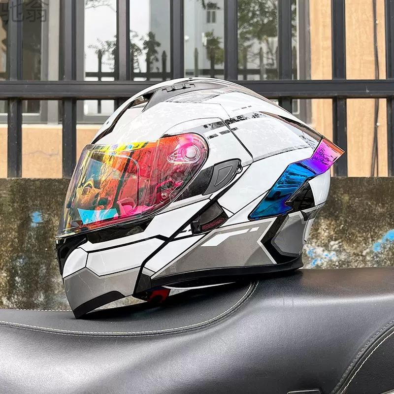 KRf新国标ORZ摩托车头盔男女双镜揭面盔半全覆式蓝牙机车全盔3C认