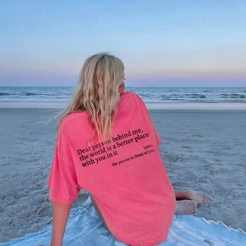 Women's round neck slogan print short sleeve T-shirt for foreign trade independent station, casual and versatile, lightweight.