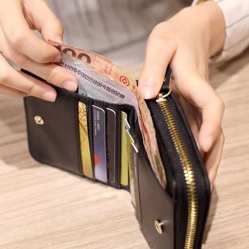 New wallet for women, Korean version, simple mini plaid wallet for high school students, retro short coin purse, card holder, multiple card slots