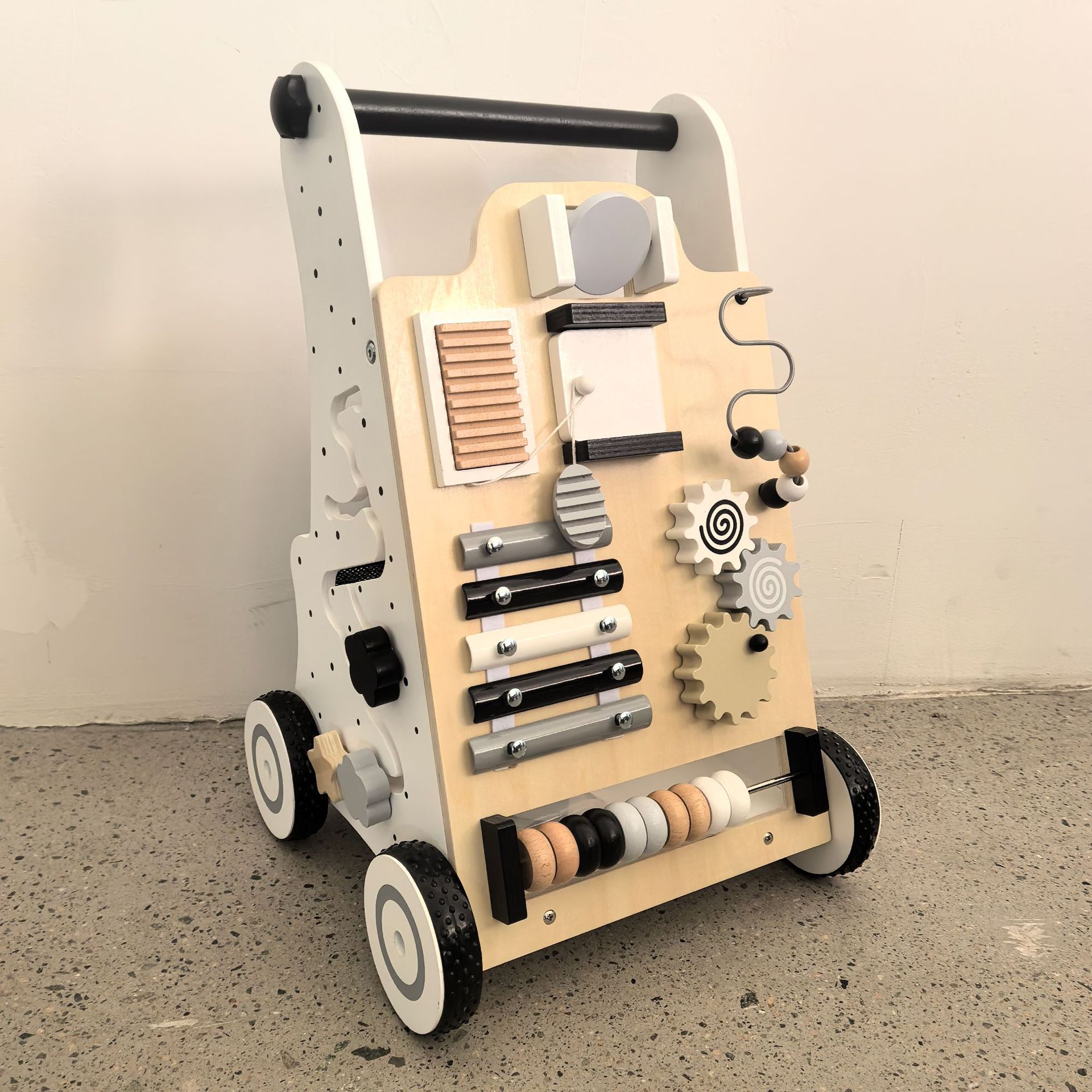 Andador de Madera para Bebé, Cochecito Tres en Uno Multifuncional, Juguete de Empuje para Bebés de Un Año que Aprenden a Caminar, Regalo de Primer Cumpleaños