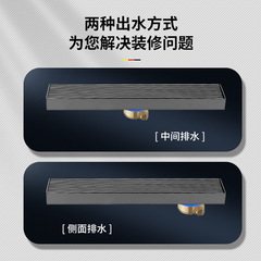 304 stainless steel anti-odor long strip floor drain with grey bamboo slat rectangular floor drain shower room large capacity long floor drain