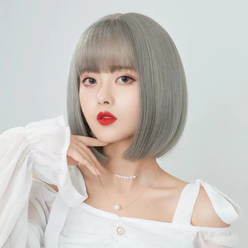 Wig Female Bob Short Hair Style Natural Age-Reducing Round Face Face Shaping Simulated Hair Wig Full Head Cover