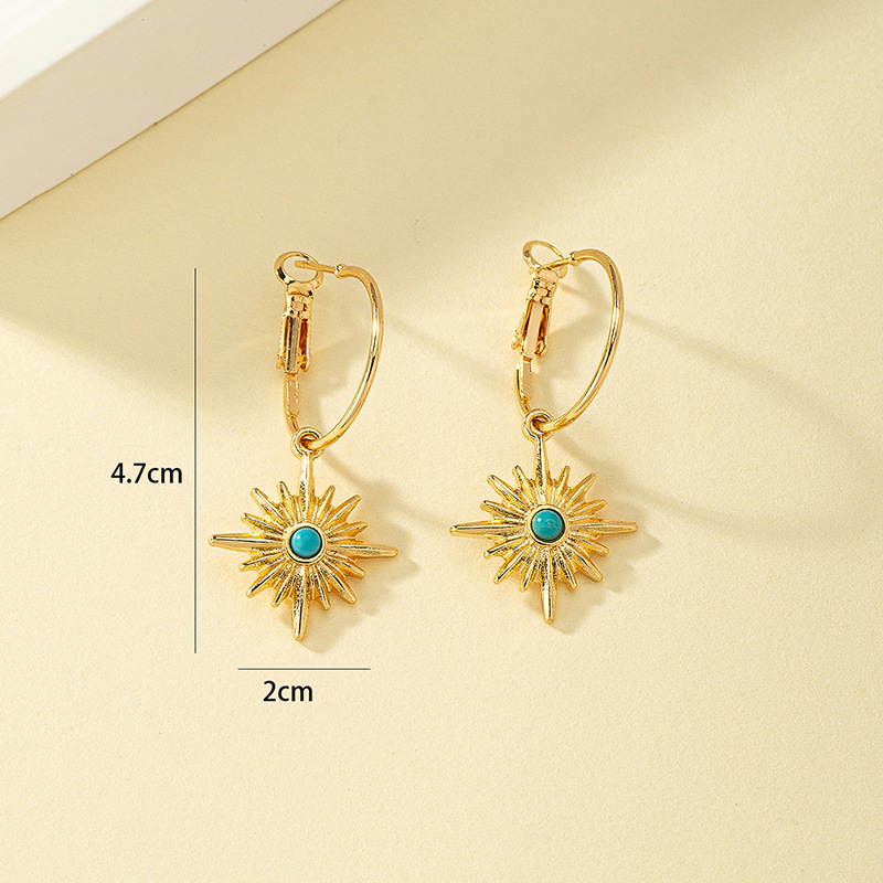 1 Pair Vintage Style Eight Awn Star Plating Alloy Drop Earrings display picture 1