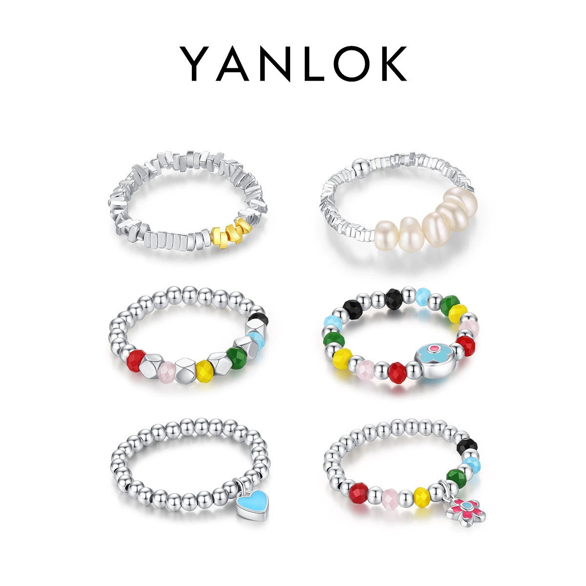 YANLOK Beaded bracelet, enamel, genuine design brand ring, silver 925 sample
