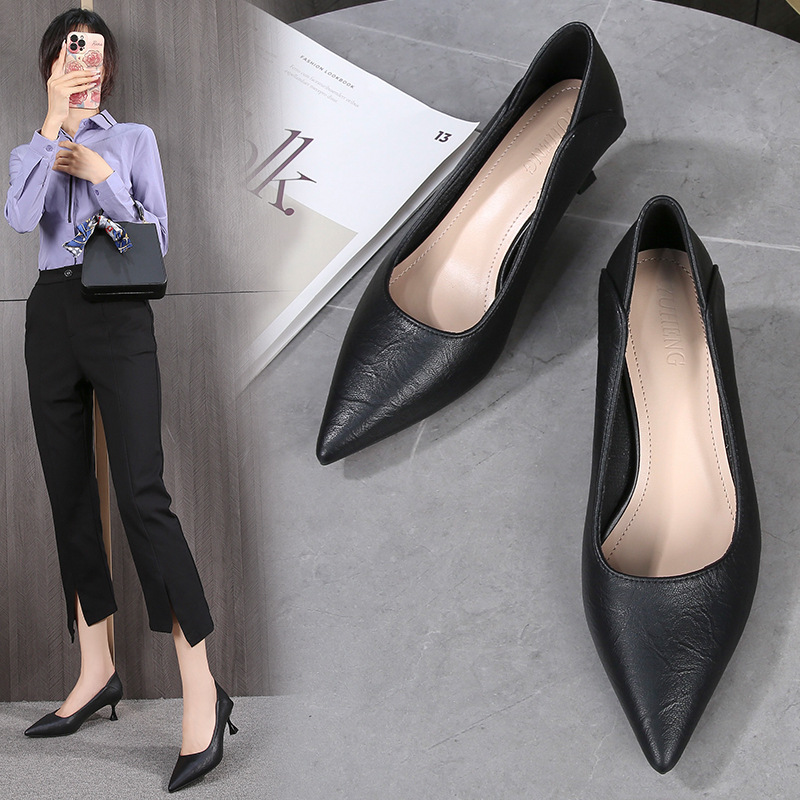 Autumn shoes pointed-toe, universal professional high heels for work and office, high-quality style, french style, autumn season 2026, trend of season, can be worn in two ways